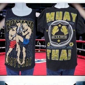 Muay Thai tank top and T-Shirt Boxing kickboxer men's size XL Born to be